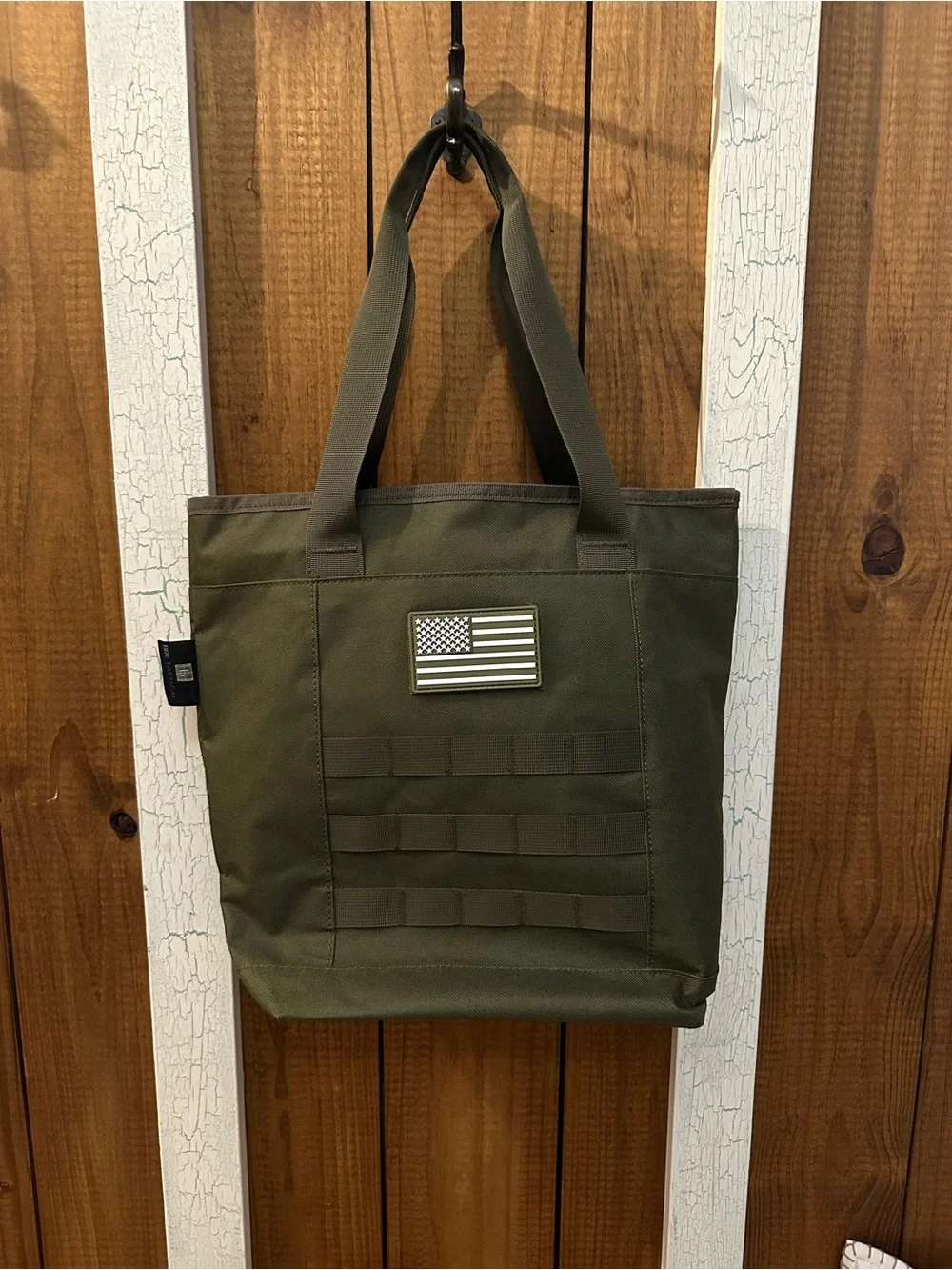 Olive Tactical Tote Bag with Flag Patch - Men